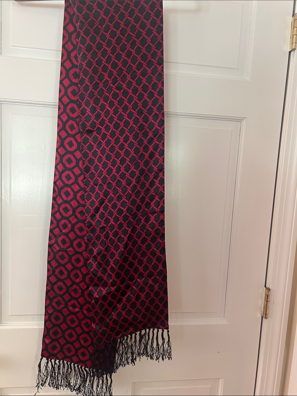 Talbots Black and Red Geometric Fringe Panel
